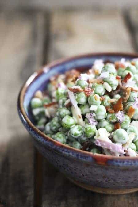 Easy Bacon Pea Salad from foodiewithfamily.com