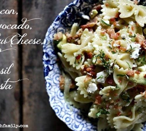 Bacon Avocado Bleu Cheese And Basil Pasta
