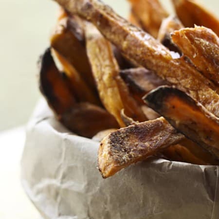 Guaranteed Crispy BAKED Sweet Potato Fries from foodiewithfamily.com