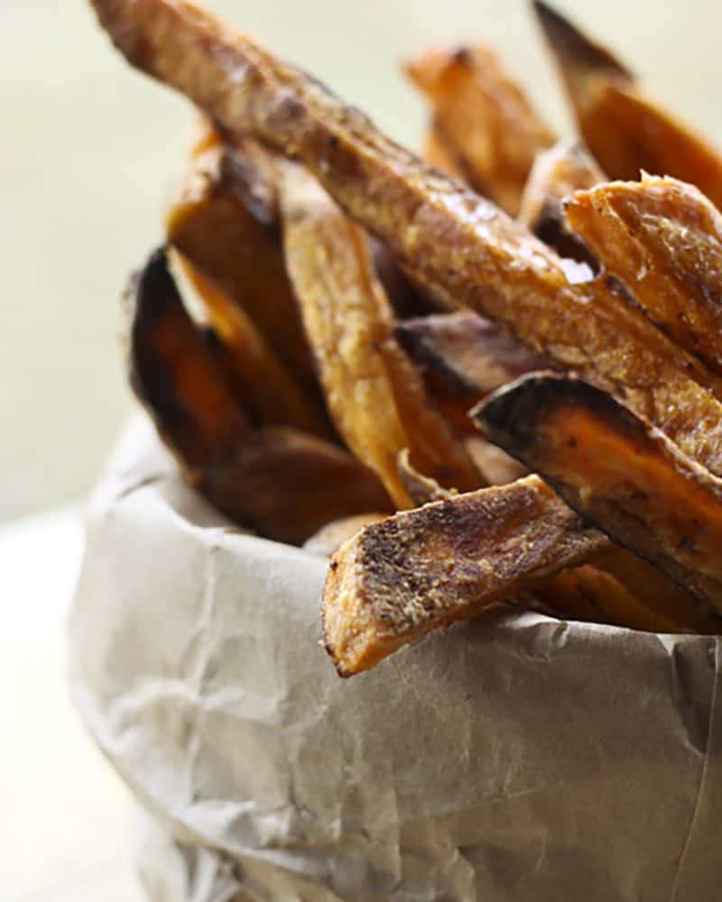 Guaranteed Crispy BAKED Sweet Potato Fries from foodiewithfamily.com