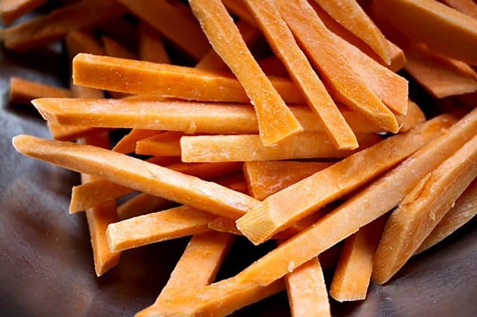 Guaranteed Crispy BAKED Sweet Potato Fries from foodiewithfamily.com
