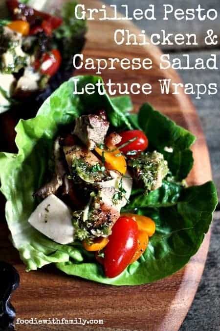 Grilled Pesto Chicken on Caprese Salad Lettuce Wraps {#30MinuteMeal}
