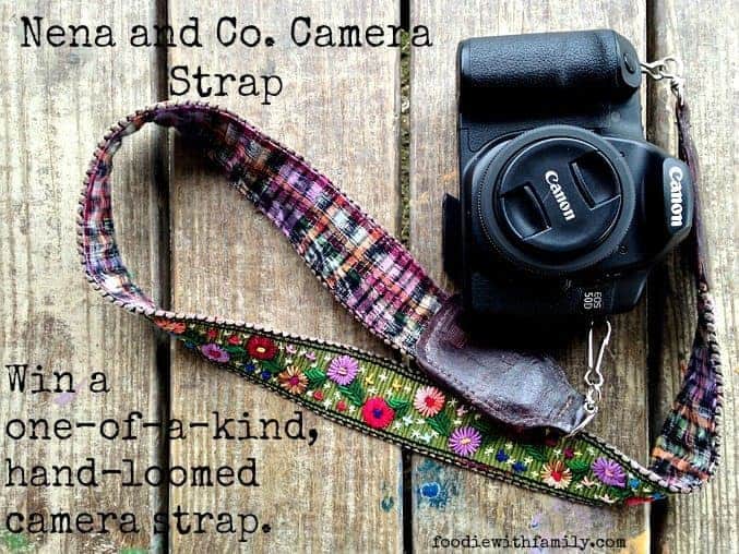 Nena and Co one-of-a-kind, hand-loomed camera strap with real leather trim. #Giveaway