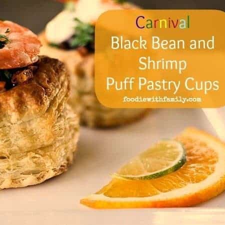 Carnival Black Bean and Shrimp Puff Pastry Cups from foodiewithfamily.com #WorldCup