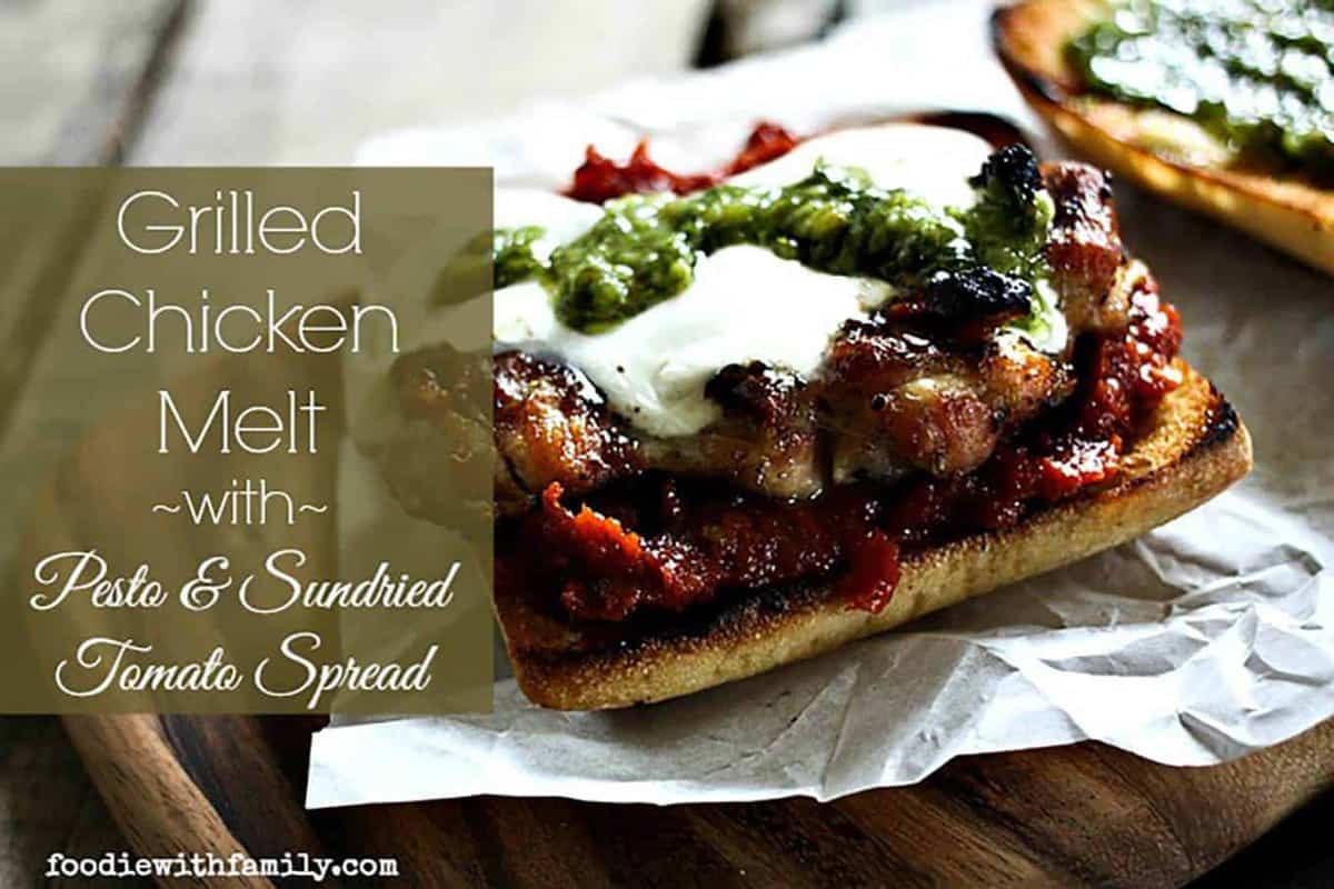 Grilled Chicken Melt with Pesto and Sun Dried Tomato Spread