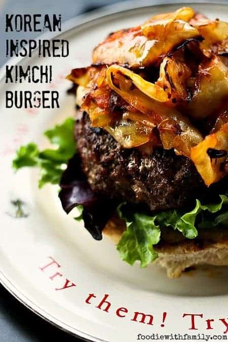 Korean Inspired Kimchi Burger from foodiewithfamily.com