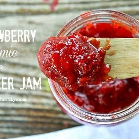 Strawberry Freezer Jam with Balsamic and Thyme from foodiewithfamily.com #FV2Table #FarmvilleCookbook #ad