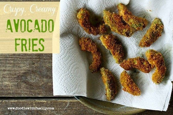 Crispy, Creamy, pan-fried Avocado Fries from foodiewithfamily.com