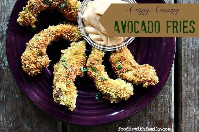 Crispy, Creamy, pan-fried Avocado Fries from foodiewithfamily.com