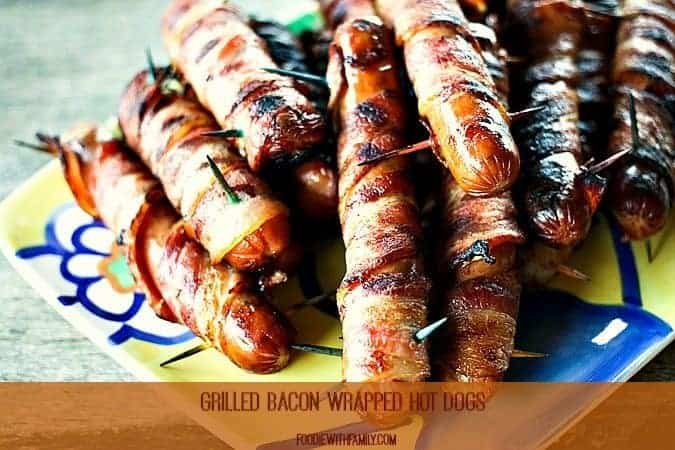Grilled Bacon Wrapped Hot Dogs from foodiewithfamily.com