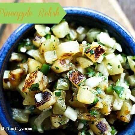 Grilled Pineapple Relish goes with pork, fish, chicken, and beef! foodiewithfamily.com