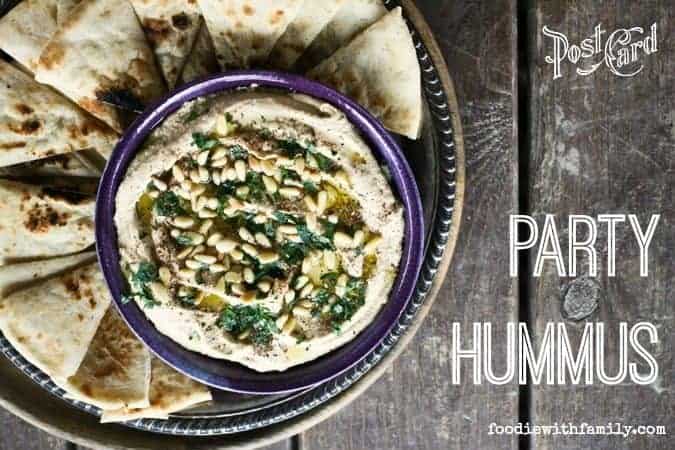 Party Hummus- the best hummus ever served just as hummus should be. Hint: not cold. foodiewithfamily.com