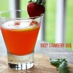 Boozy Strawberry Basil Lemonade made with strawberry basil infused vodka from foodiewithfamily.com