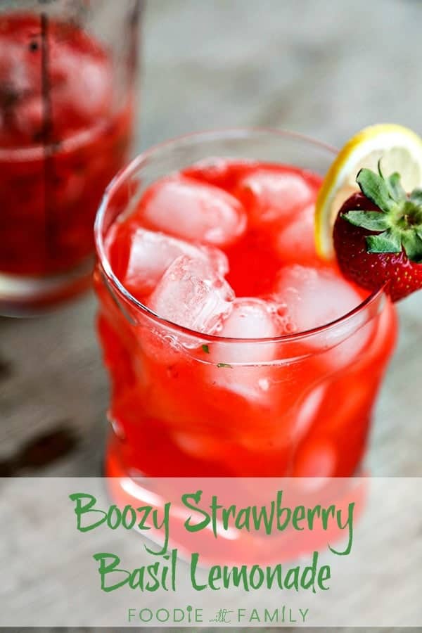 Boozy Strawberry Basil Lemonade; the ultimate in porch sitting, warm weather, good times, and summer sipping. Made with strawberry basil infused vodka. Prepare to impress yourself!