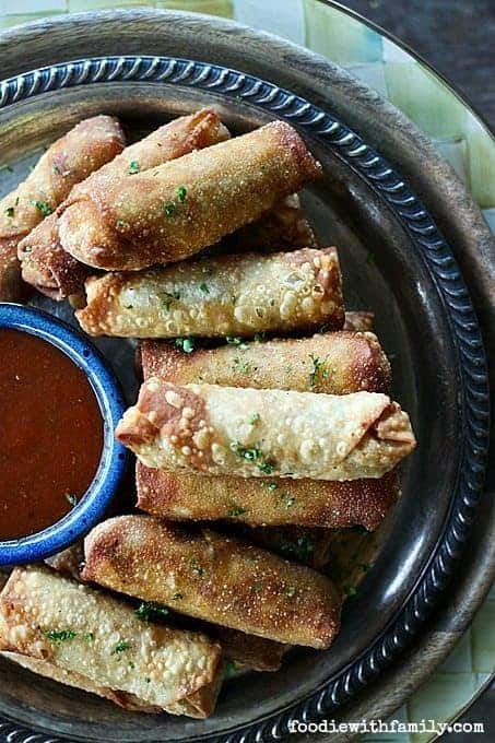 Crispy Cheesy Barbecue Chicken and Bacon Eggrolls from foodiewithfamily.com #spon #cheese