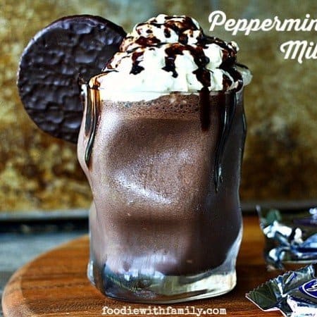 Cool, chocolatey, Peppermint Patty Milkshake from foodiewithfamily.com