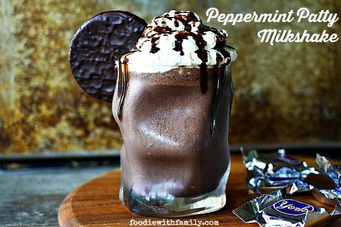 Cool, chocolatey, Peppermint Patty Milkshake from foodiewithfamily.com