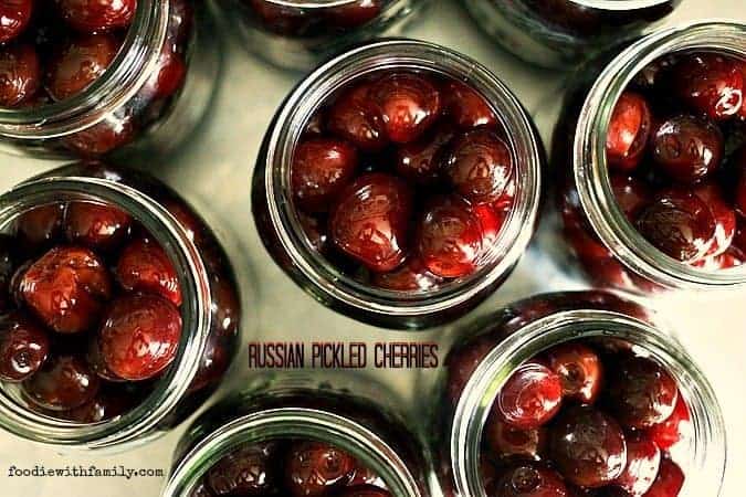 Russian Pickled Cherries from foodiewithfamily.com