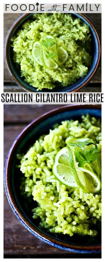 Fragrant, flavourful, bright, vibrant, and green; this simple Scallion Cilantro Lime Rice side dish will knock your socks off. Prepare to swoon.