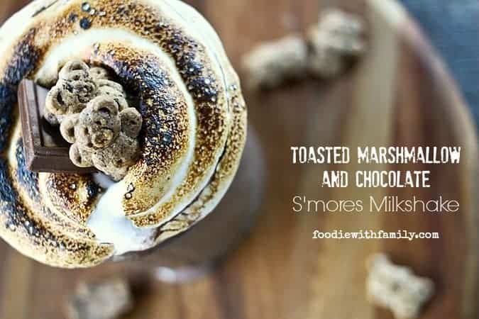 Toasted Marshmallow and Chocolate S'mores Milkshake from foodiewithfamily.com