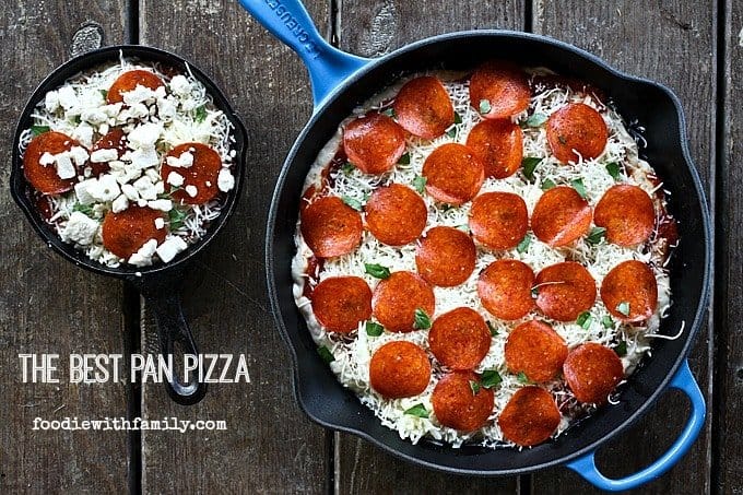 The Best Pan Pizza {super easy!} from foodiewithfamily.com