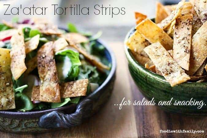 Baked Za'atar Tortilla Strips for Salad or Snacking