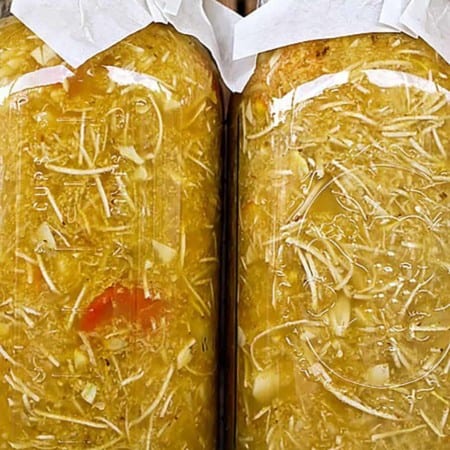 Fire Cider: Savoury sweet infused vinegar that makes a fantastic dressing AND health tonic/homeopathic remedy.