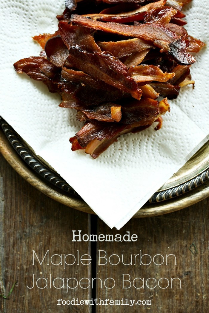 Homemade Maple Bourbon Jalapeno Bacon from foodiewithfamily.com Made with no preservatives!