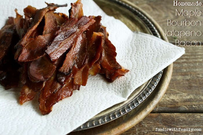 Homemade Maple Bourbon Jalapeno Bacon from foodiewithfamily.com Made with no preservatives!