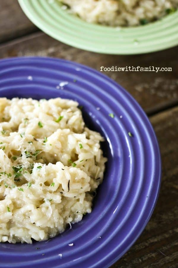 Basic Risotto tutorial with topping ideas from foodiewithfamily.com