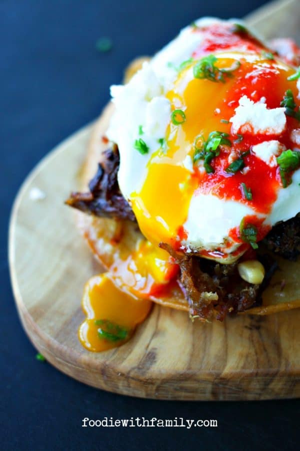 Pulled Pork Huevos Rancheros from foodiewithfamily.com