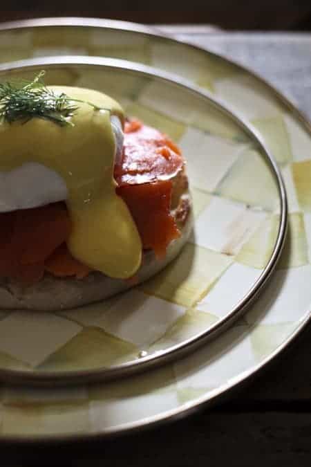 Smoked Salmon Eggs Benedict with Hollandaise sauce from foodiewithfamily.com