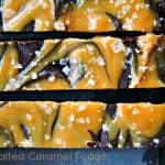 Easy Salted Caramel Fudge with a hint of bourbon from foodiewithfamily.com