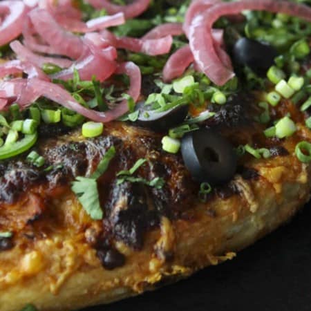 Trashed Up Barbecue Turkey Pizza for turkey leftovers at foodiewithfamily.com