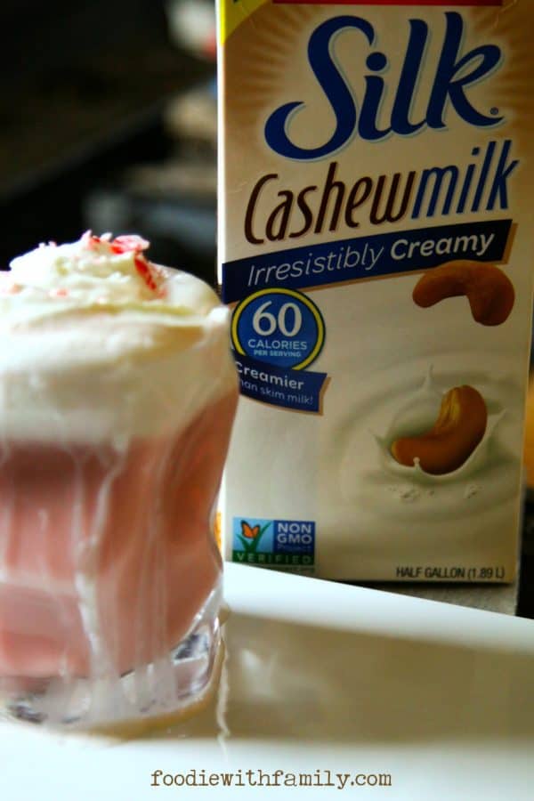 Candy Cane Silk Steamer made with Silk Cashewmilk from foodiewithfamily.com #SilkCashew