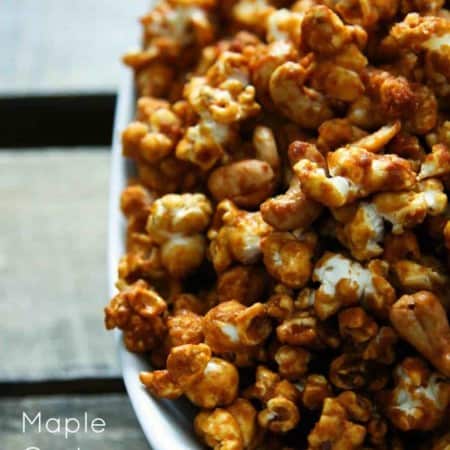 Cashew Maple Caramel Corn made with or without bourbon from foodiewithfamily.com