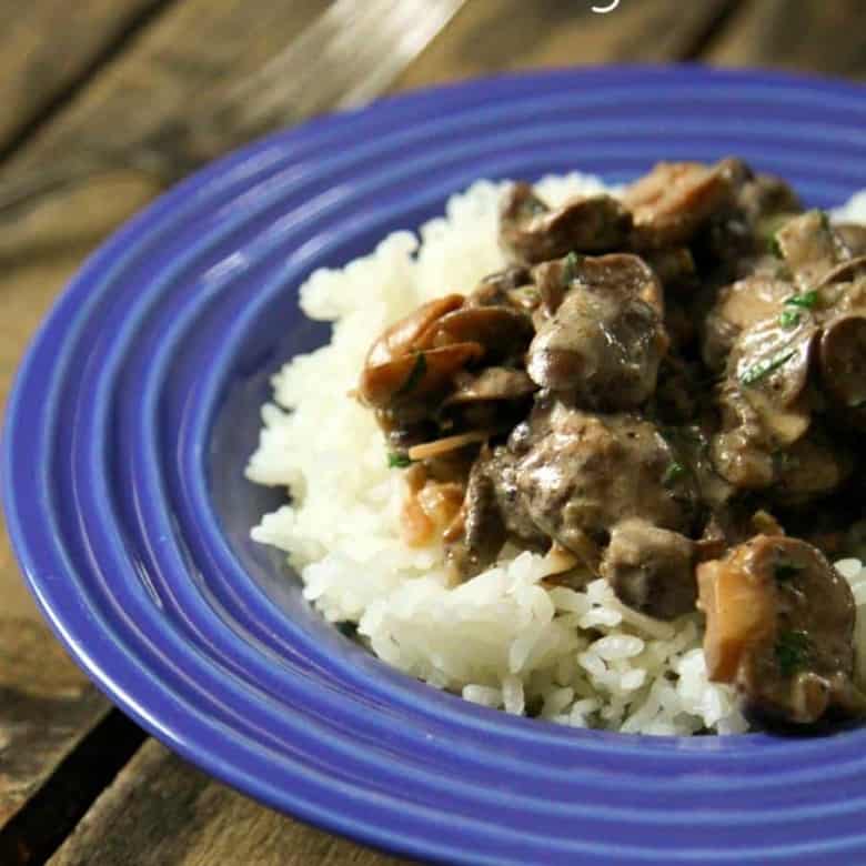 Creamy, intense Garlic Mushroom Stroganoff is a fast, fabulous winter meal from foodiewithfamily.com