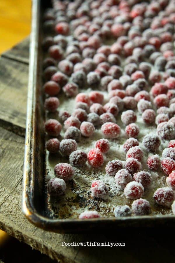 Simple Candied Cranberries + Cranberry Syrup; a holiday two-fer from foodiewithfamily.com