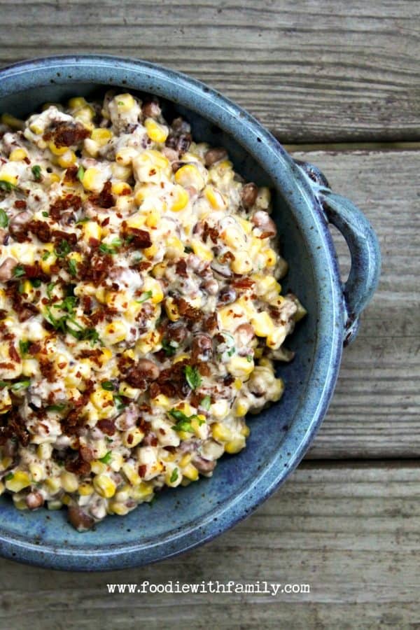 Slow-Cooker Black-Eyed Pea Dip with Corn and bacon from foodiewithfamily.com