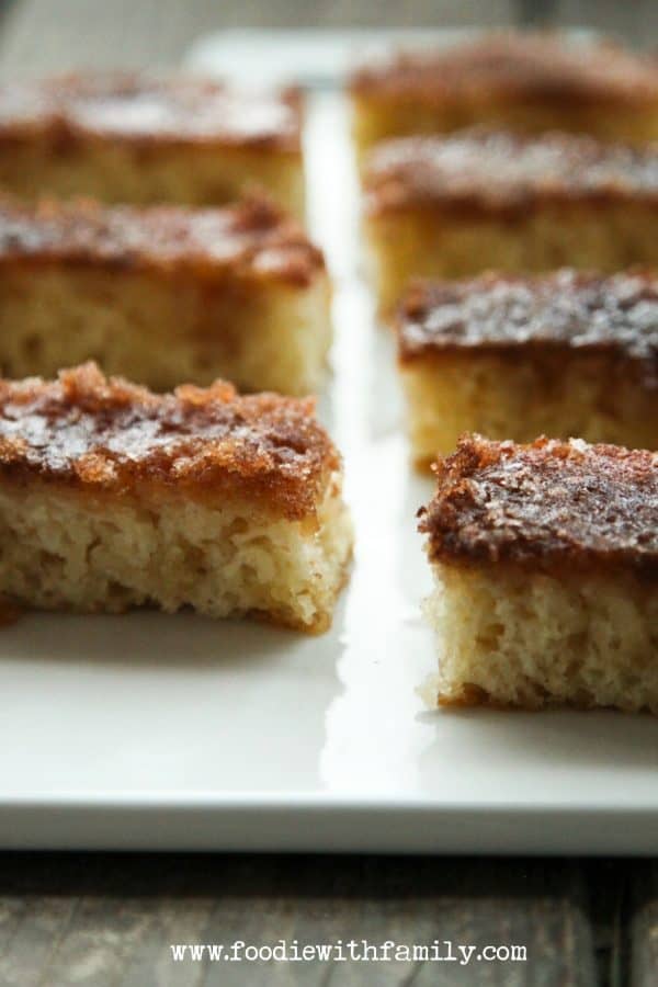 Buttery, tender, indulgent Cinnamon Toast Cake from foodiewithfamily.com