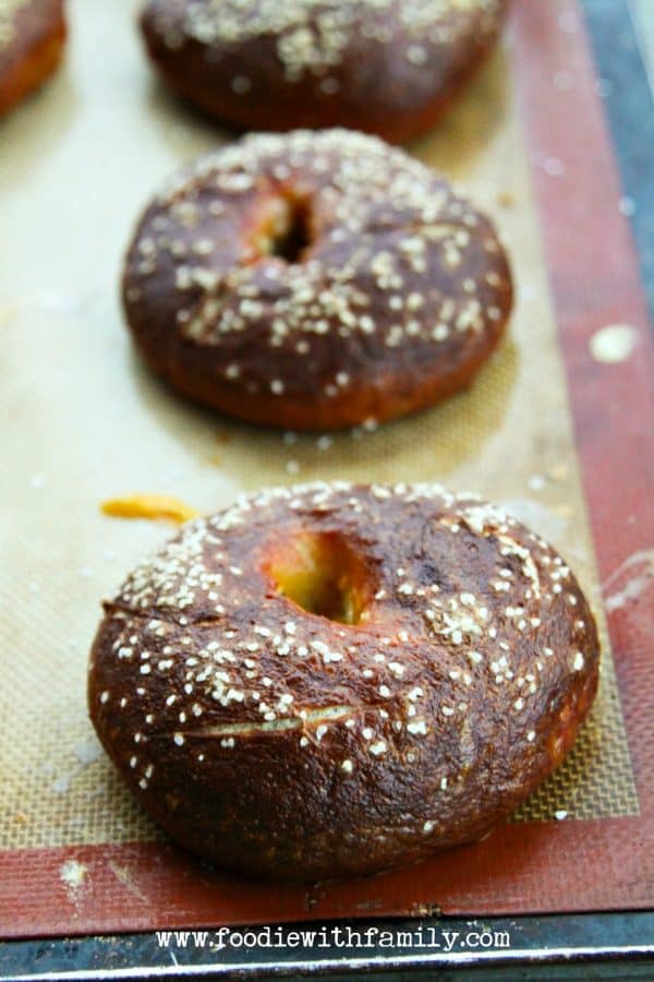 Fresh from the oven Homemade Pretzel Bagels from foodiewithfamily.com