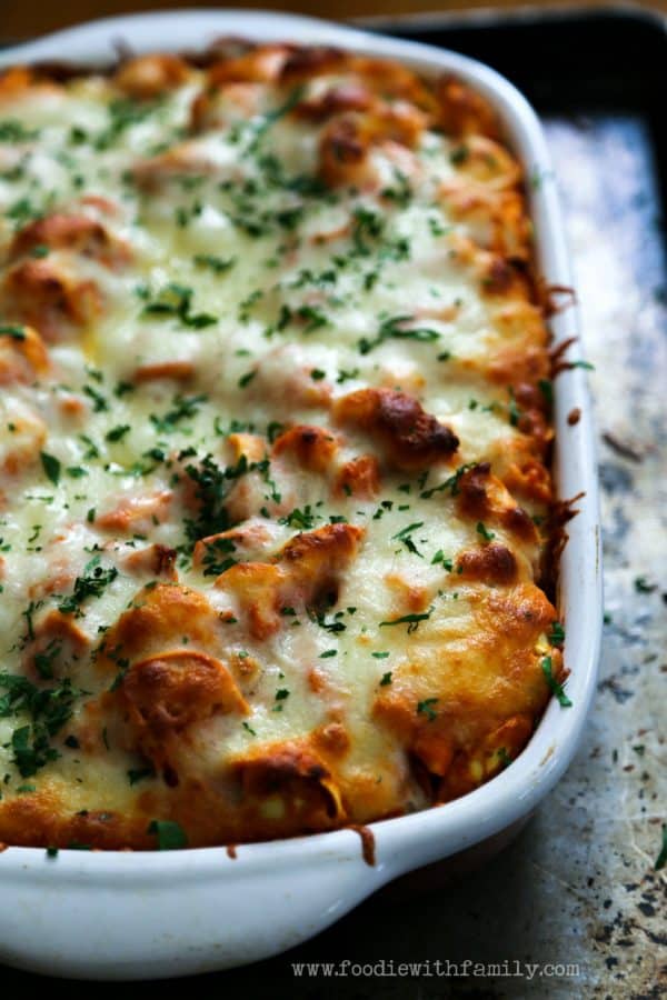 Creamy Sundried Tomato and Chicken Tortellini Bake cheese greek yogurt