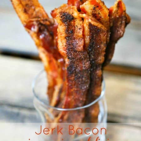 Jerk seasoned bacon for topping salads and sandwiches or soups from foodiewithfamily.com