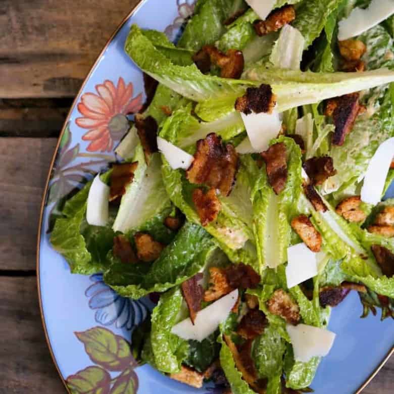 Jerk Bacon Caesar Salad from foodiewithfamily.com