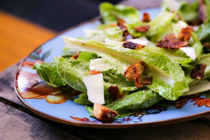 Jerk Bacon Caesar Salad from foodiewithfamily.com