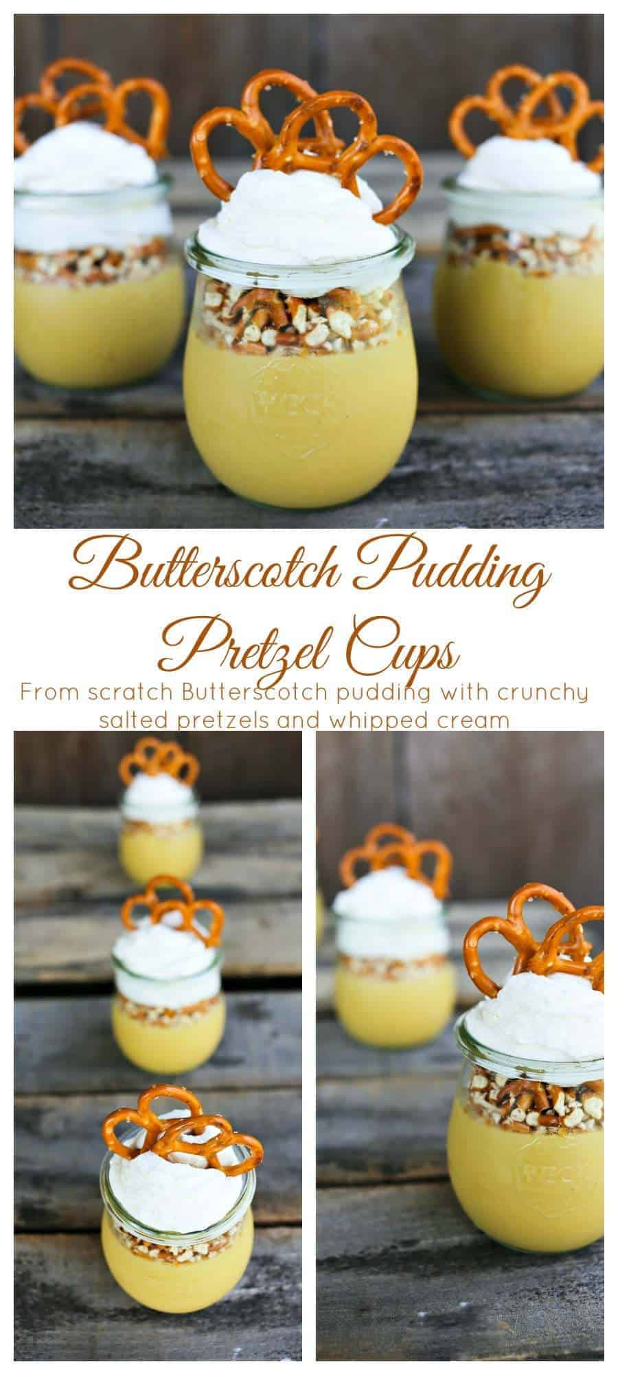 From scratch butterscotch pudding pretzel cups