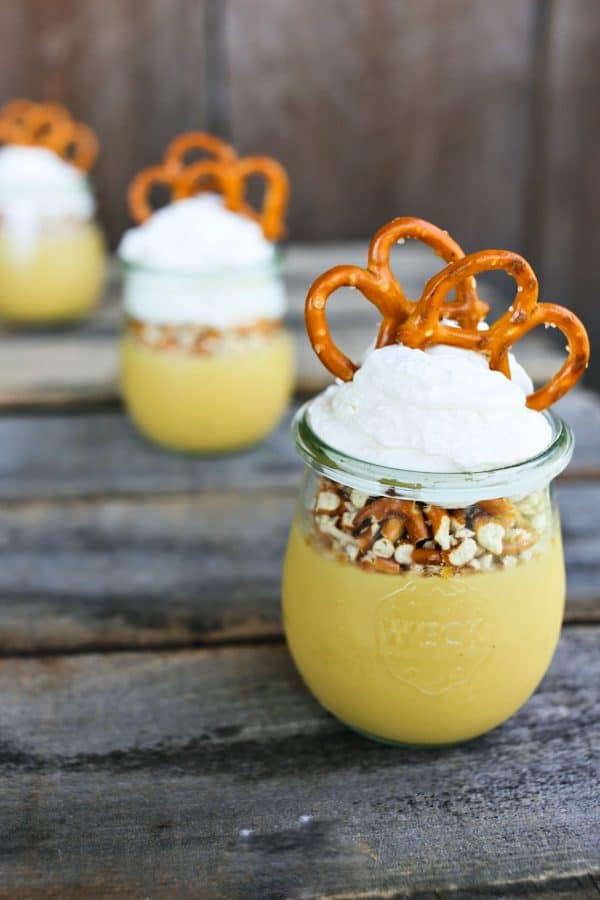 From scratch butterscotch pudding pretzel cups