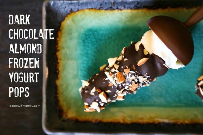 Dark Chocolate Almond Frozen Yogurt Pops from foodiewithfamily.com #AussieStyle 