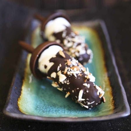 Dark Chocolate Almond Frozen Yogurt Pops from foodiewithfamily.com #AussieStyle