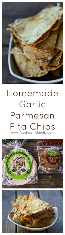 Homemade Garlic Parmesan Pita Chips Recipe from foodiewithfamily.com